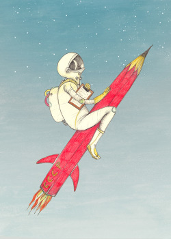 tinkerd:  Cosmonaut On A Pencil shaped Rocket….. 