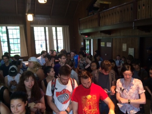4:19 pm - then 4:20 pm at the Reed College Student Union.  We gave out nearly 700 Voodoo doughnuts i
