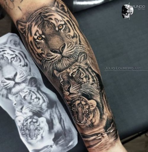 emmatai88: Amazing Siberian tiger family tattoo... - Tatts of all types ♡