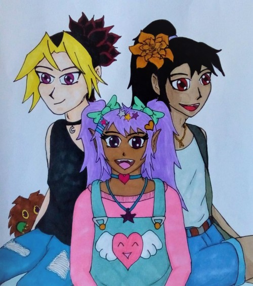 @xstar-dustroleplayx‘s muses: twins Yami & Aqua, and younger sister Brunhilde.