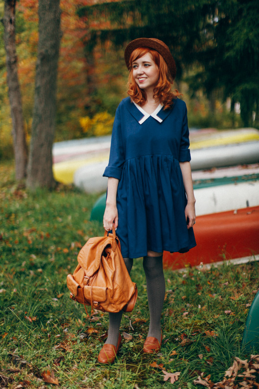 theclotheshorse:
“ new outfit post is up. click-through for more pictures. details:
boater hat (old, similar)
dress c/o Hello Holiday
Modcloth socks
old loafers (similar)
Rebecca Minkoff backpack
”