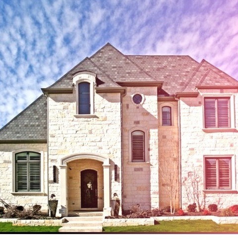 Dallas Stone ExteriorLarge Contemporary White Two-story Stone Exterior Home Idea