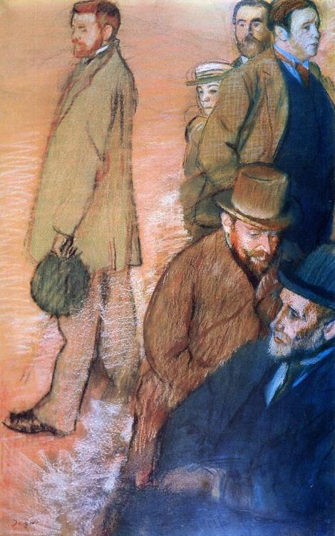 artist-degas: Six Friends of the Artist, 1885, Edgar Degas Medium: pastel 