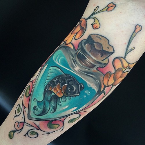 tattoosnob:  Harry Potter Fish tattoo by @brandoom at @outerlimitstattoo in Long Beach, CA #brandoom #brandonflores #outerlimitstattoo #longbeach #california #fish #fishtattoo #harrypotter #harrypottertattoo #tattoo #tattoos #tattoosnob
