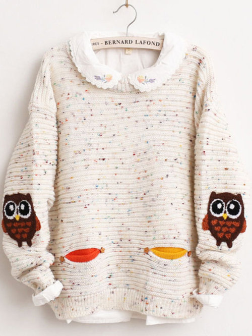 niseu: Owl Pattern Sweater   ► discount code : Joanna15