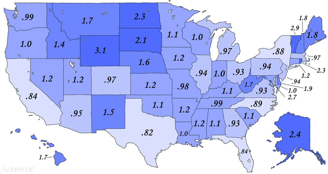wilwheaton:  theashleyclements: orangepenguino:  mapsontheweb:  How much each vote