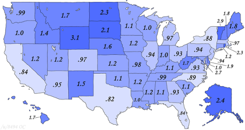 mapsontheweb:How much each vote actually counts for in US presidential elections. Keep reading