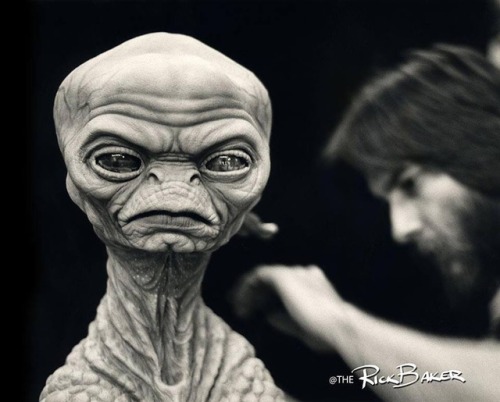 Alien designs by Rick Baker (sculptures) and Ron Cobb (drawings) for the unmade Steven Spielberg fil