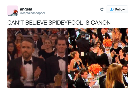 refinery29:  Hollywood’s hottest couple is Spideypool but you’d only know it