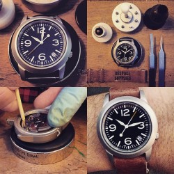 wristwear:  New @bespoke_supplies MOD watch! 39mm bead blasted case, Pilot/Sinn style dial with date window. All watches are hand assembled and fitted on a handmade ‘vintage’ Nato strap. Check it ouuuut! 