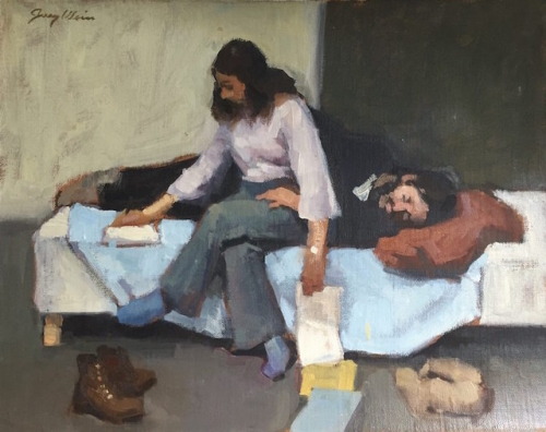 Couple ,  Student Painting   -    Jerry Weiss, c.1980.American,b.1959-Oil on linen