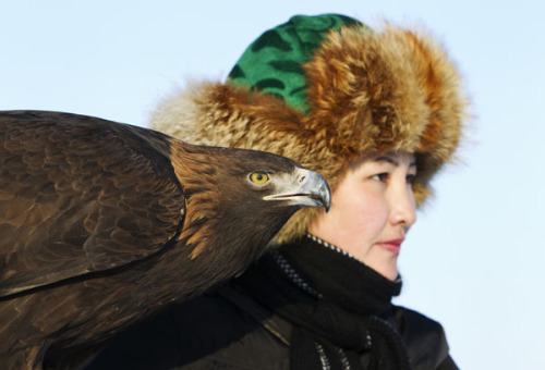 feralcatbox: Makpal Abdrazakova, the only female eagle hunter in Kazakhstan.