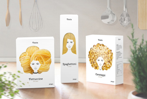 laughingsquid: Whimsical Concept Packaging That Uses Pasta to Form The Shape of Fabulous Hairstyles