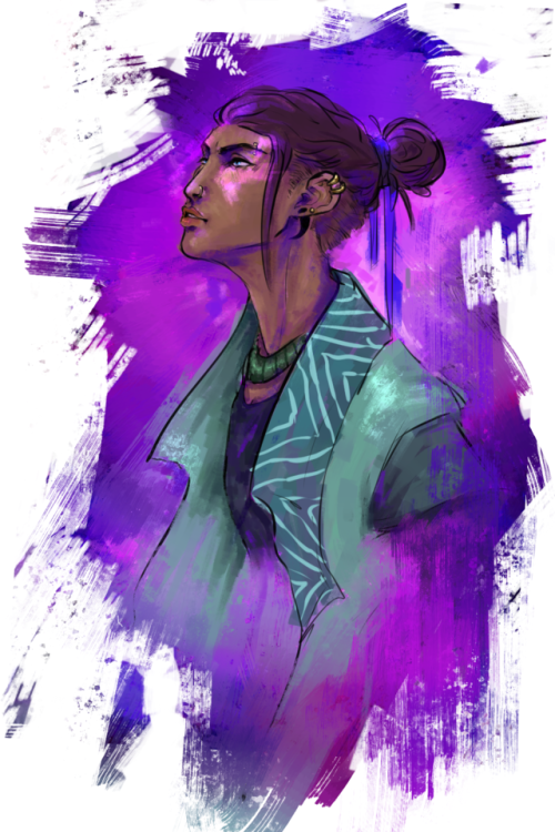 sevenredrobes:vilyar:The more I watch, the more I love her[ID: Fanart of Beau in profile, looking up