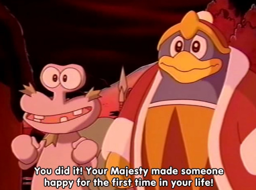 lets-follow-all-the-blogs:  This is from Episode 42 of the Kirby anime, and honestly one of the most unexpectedly heart-touching moments in anything I’ve seen, as the show generally had a light-hearted, tongue-in cheek style. In this episode, a huge