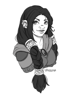 faebelina:  Warm up sketch of my dwarf hunter, Ruvana. It’s