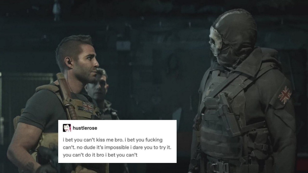 awful-zebra248: Simon Ghost Riley and John Soap MacTarvish from Call of  Duty kissing on a battlefield