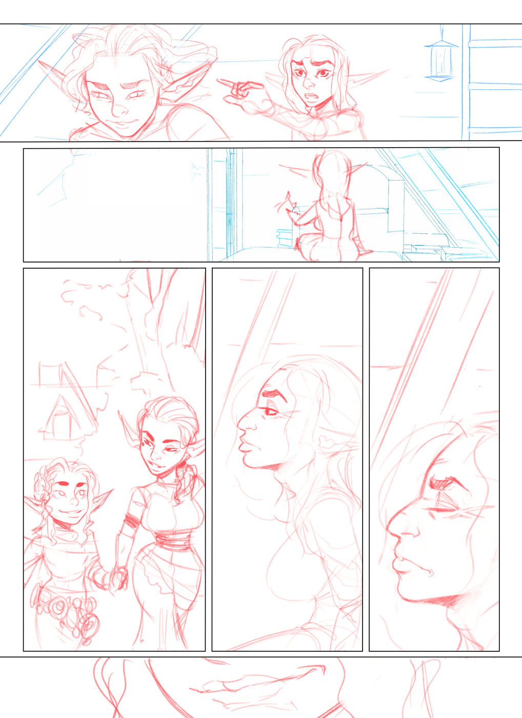 Sketches for next week’s pages. Wrapping up family timeSexy times start on the