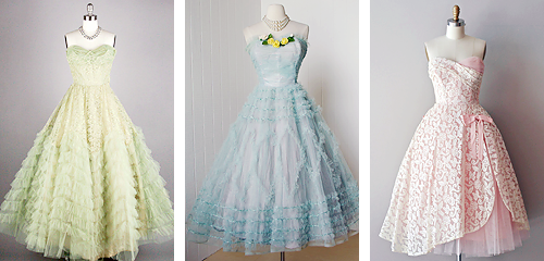 1950s Prom and Party Dresses: Pastels