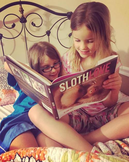 Adorable twin sisters, Ava Marie and Jaclyn, feeling the #Slothlove. Photo by their mom: Stephanie! 