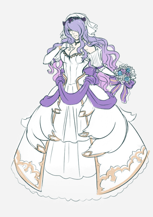 enmoire: Finally done ~~!!!I sketched Camilla in bride outfit, kinda mix and match from the availabl