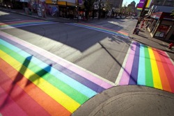 dysentery-gay:  sogaysoalive:  Canada’s first permanent rainbow cross in Davie, Vancouver.   Hey, despite being absolutely beautiful maybe these would allow drivers to actually pay attention to pedestrians and stop hitting them! 