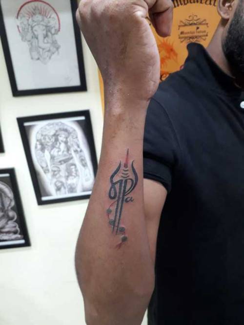 Maa paa tattoo  maa paa tattoo with Trishul  Tattoos Elbow tattoos  Anklet tattoos