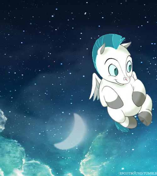 Little pegasus goes for nighttime fly.