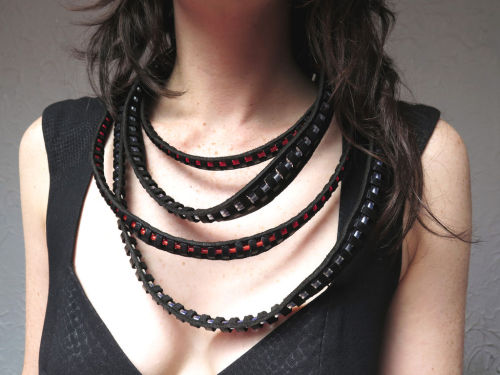instructables:  El Wire and Leather Necklace by MikaelaHolmes