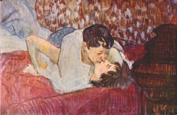 art4gays:  kundst:  Henri de Touluse-Lautrec (Fr 1864-1901) The Kiss (1892) Oil on cardboard (60 x 80 cm)      (via TumbleOn)