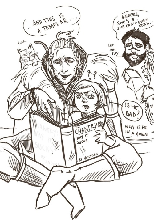 noctuaalba:inspired by mydadisindianajones​ dragon age dads post silly quick midnight doodles :D