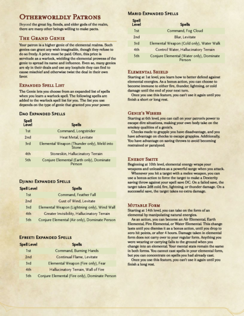 basalt-dnd: Guess who finished their first class homebrew? Presenting a warlock subclass… Oth