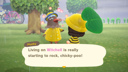 Witchell’s first rain! ️☂️Can I just say how much i L O V E the villagers’ little outfits? ;-; ♥