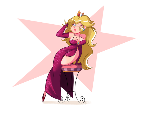 javidluffy:  cheesecakes-by-lynx:  Pinup commission of the fabulous Princess Peach in her dress from that 90s Japanese commercial.  With and without her boa. For Korraspats.  Happy early birthday!  OMG! I love this sooo much! The pose… the dress…