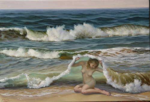 Alex Alemany (Spanish, b. 1943, Gandia, Valencia, Spain) - Mediterraneo  Paintings: Oil on Canvas