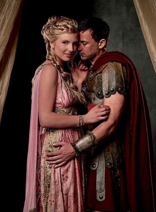 Viva Bianca as Ilithyia and Craig Parker Claudius Glaber in “Spartacus: Bl