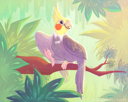 Pet portrait with background! I was asked to paint this Very Good bird boi named George! I had to re