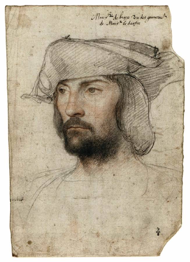 Jean Clouet (French, 1480-1541), Jean de la Barre, c. 1520. Black and red chalk,