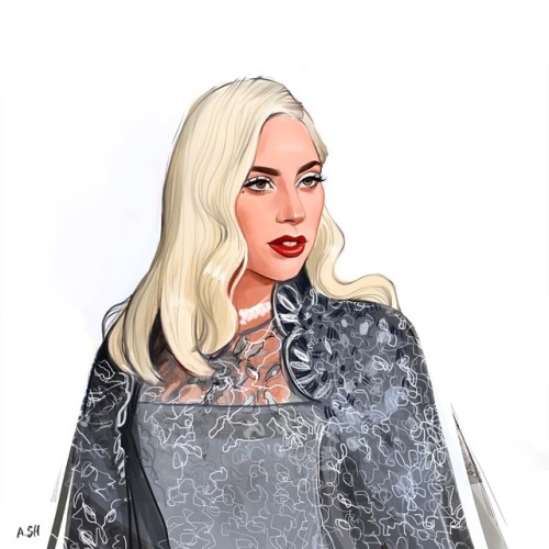 New artwork inspired of Gaga’s stunning look at the LA Premiere of #AStarIsBorn Instagram