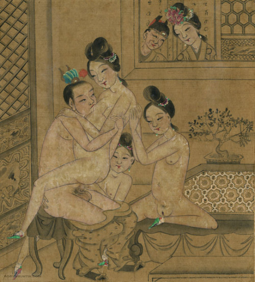 lonelydominant:  thehollycompany:  Age: Qing Dynasty 19th CenturySize: painting 8-¾" x 8-¼"; overall 11" x 9-½"Media: Pigment on silk  The last one cracks me up.“Excuse me sir, I know you’re busy and all but…hydration is important