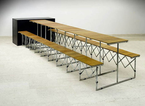 Uwe Fischer, Klaus-Achim Heine, Studio Ginbande: Tabula rasa, 1987. Table & Bench Combination, h