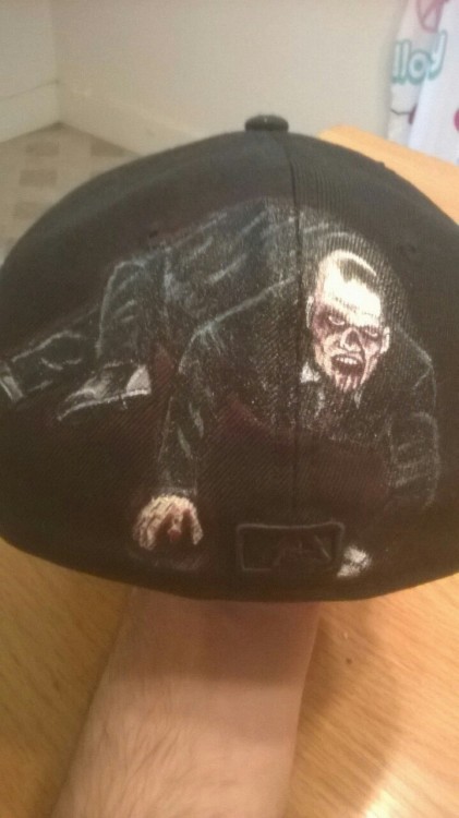 wearmyart: Night of the living dead custom hat. Hand painted with the characters from the 1990 horro