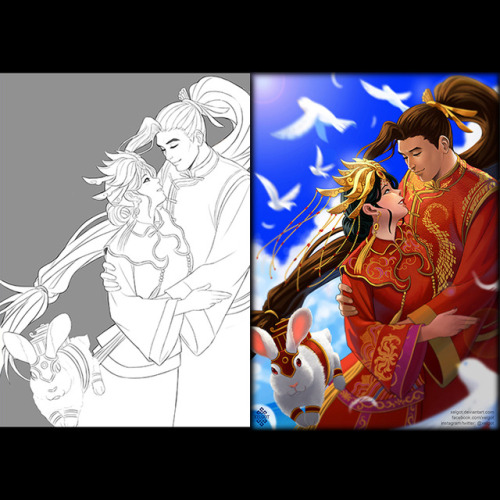 Chang'e And Hou Yi From Smite As I Imagined Them Wearing This Traditional Chinese Outfits. It Would Be