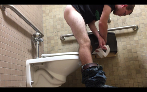 big-gaymer-cock:Hot nerd gives the seat a wipe and takes a dump. Tighty Whities!!!