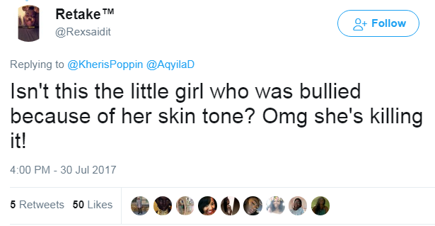 blackness-by-your-side: People with ugly racist thoughts told her that her skin tone