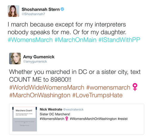 SPN Family Supports Women’s March Worldwide@@ruthieconnell @bobberens​ @thisfeliciaday @robben