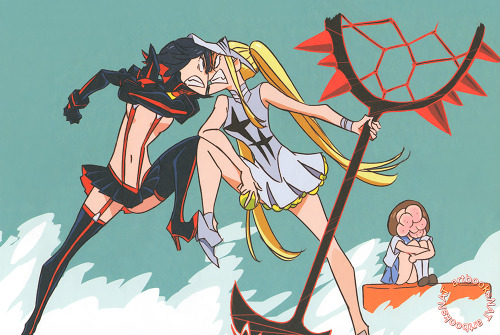 askgraphiteknight:  artbooksnat:  Kill la Kill (キルラキル) As far as secondary characters go, Tennis Club captain Omiko Hakodate had several nice shots illustrated by Sushio (すしお) in Sushio Club Love Love KLKL (Mandarake).  Best KLK girl