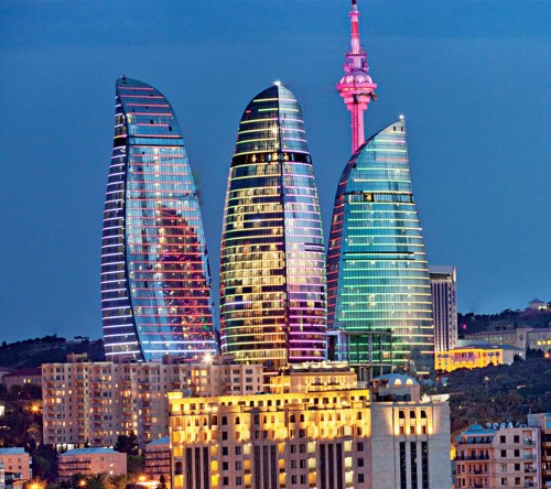 sixpenceee:The above are the the Flame Towers in Baku, Azerbaijan. 