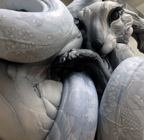 littlelimpstiff14u2:   Beth Cavener Stichter and Alessandro Gallo Collaborate on Ornate Sculpture  by Nastia VoynovskayaPosted on February 24, 2014   Beth Cavener Stichter’s (Hi-Fructose Vol. 26 cover artist) sculptures have an intensely-visceral quality.