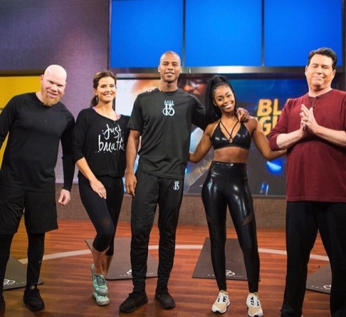 nafessawilliams Thank you @ktla5news for having us on #FitnessFriday. Me and @krondon getting ready 